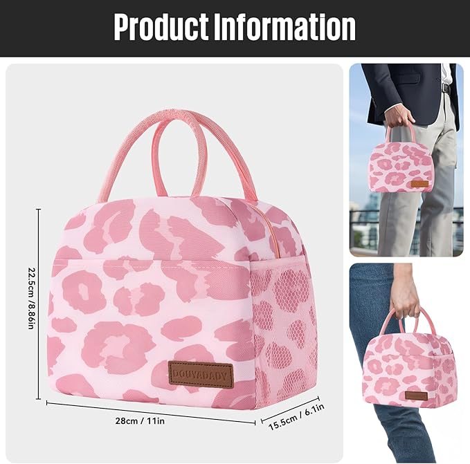 Lunch Bag Women/Men Lunch Box Women/Men (pink leopard)