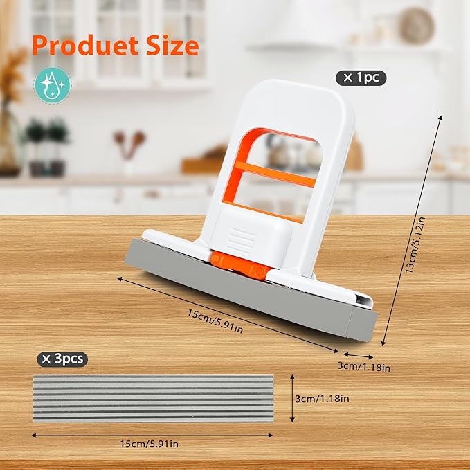 Mini Foldable Wet Dry Use Squeeze Small Mop, Mini Mop for Small Spaces, Black Portable Cleaning Sponge Mops for Desktop, Kitchen, Counter, Glass, Tile