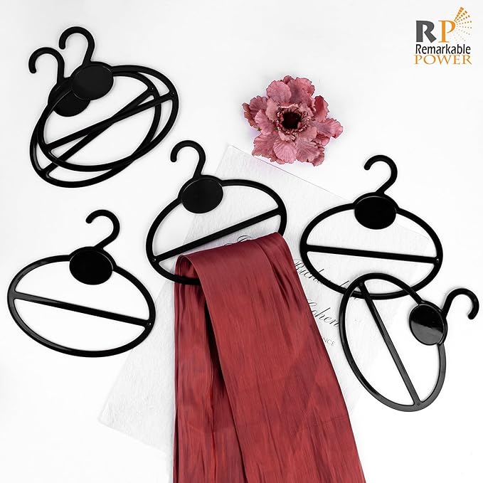 RP Remarkable Power, 50 Pack Black Scarf Hanger Plastic Scarf Holders Scarves Ties Organizers for Headscarves Clothing Sorting Storing