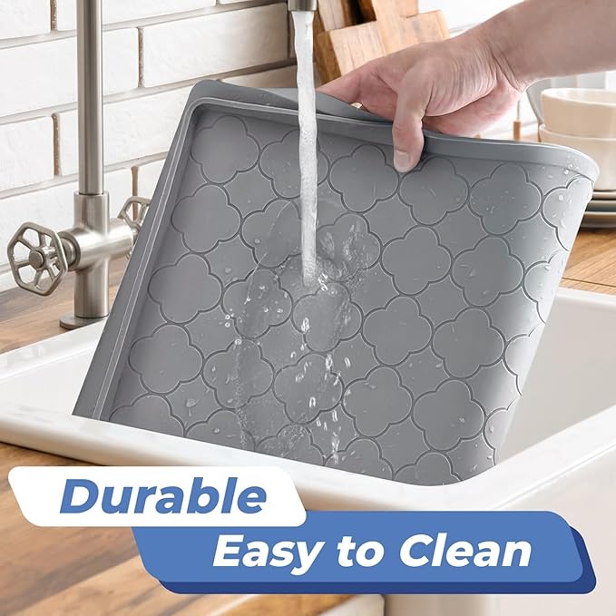 Jin&Bao Waterproof Under Sink Mat 19" x 19", Thick Silicone Mat Cabinet Protector for Kitchen and Bathroom, Shelf Liner, Home Organizer and Storage, Multipurpose Tray for Gadgets and Essentials