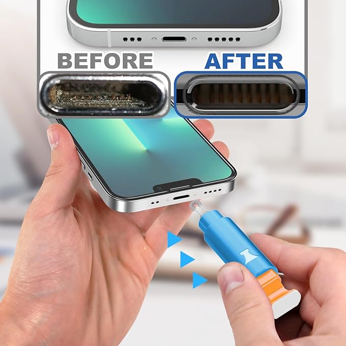 iPhone Cleaning Kit for Charging Port Cleaner, Multi-Tool iPhone Cleaner Repair Lightning Cables, Phone Cleaning Kit for iPhone, iPad, Connectors, Speaker, Airpod Cleaner Kit, Light Blue