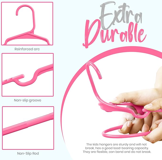 Utopia Home 40 Pack Kids Hangers - 11.5 Inch Plastic Baby Hangers for Closet - Childrens Hanger for Clothes & Infant Hanger for Closet - for Everyday Standard Use (Pink)