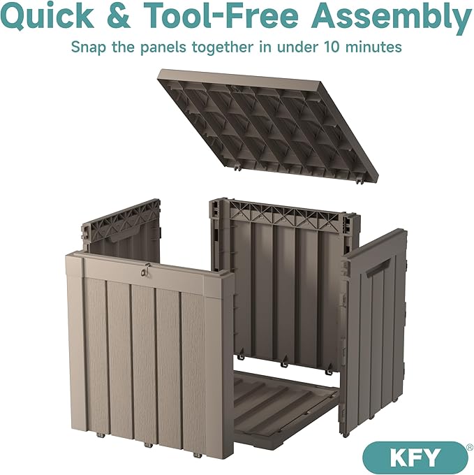 50 Gallon Waterproof Resin Deck Box, UV Resistant Outdoor Storage for Garden, Patio, Porch, Delivery（Grey，50 Gallon）