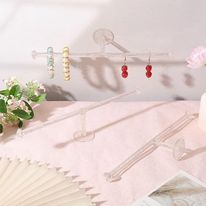 CHGCRAFT 2 Set Wall Jewelry Organizer Self Adhesive Necklace Holder Plastic Headband Organizer Jewelry Storage Rack for Earrings Bracelet Display