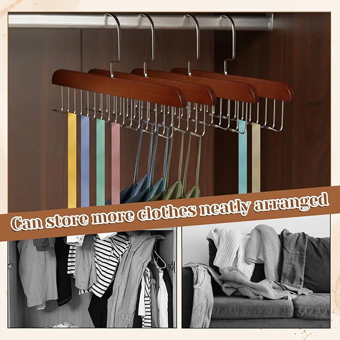 4 PCS Bra Hanger, Tie Holders for Closet, Belt Rack Organizer with 32 Hooks 360° Rotatable Belt Holder Bra Organizer for Closet Space Saving for Ties, Scarves and Handbags