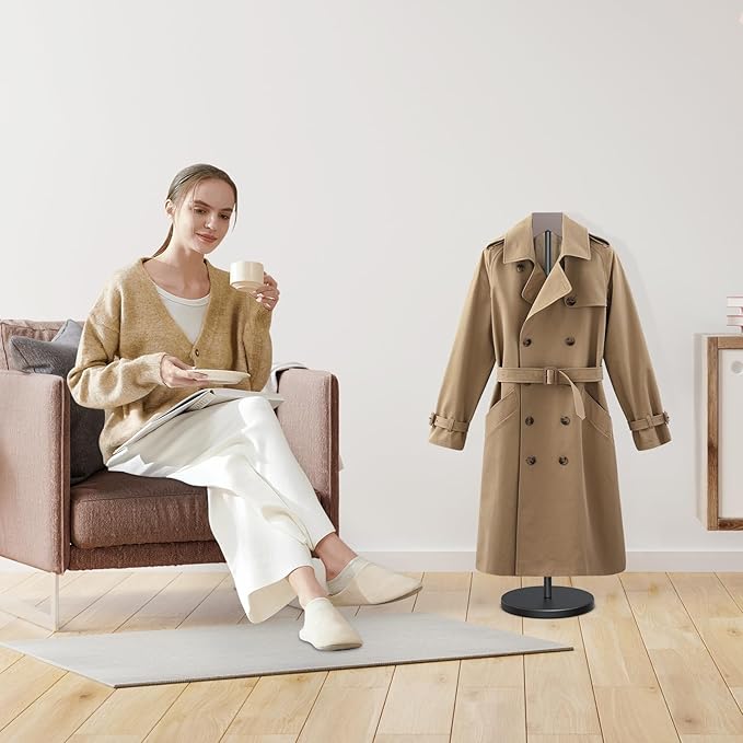 OLV Shirt Display Stand, 18-34 Inch Adjustable Mannequin Stand for Vendors, Mannequin Torso Valet Stand for Shop, Dress Form Steamer Stand for Clothes, Jacket Coat Hanger Stand, Brown