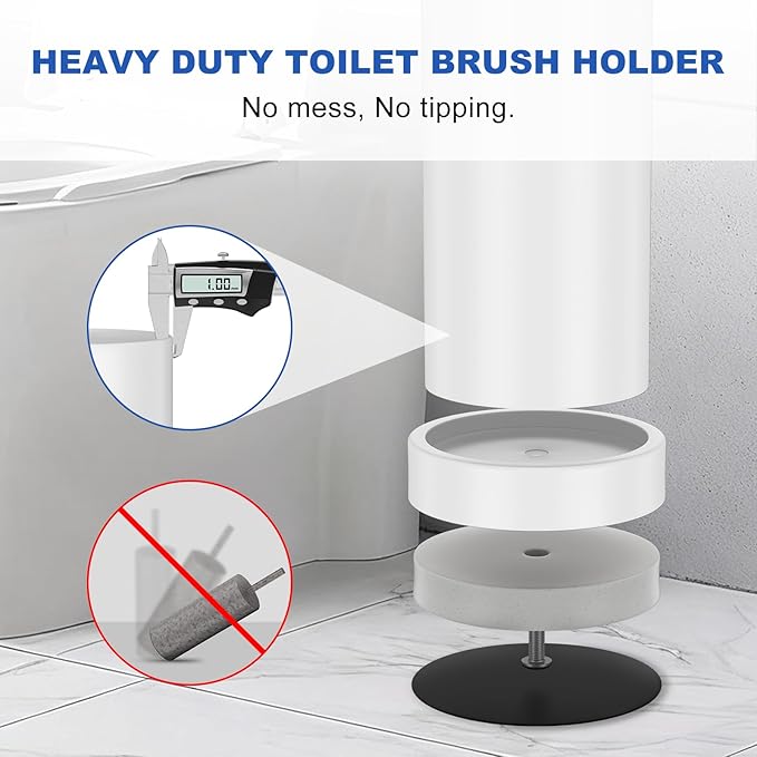 Toilet Brush and Holder Set: 304 Stainless Steel (White)