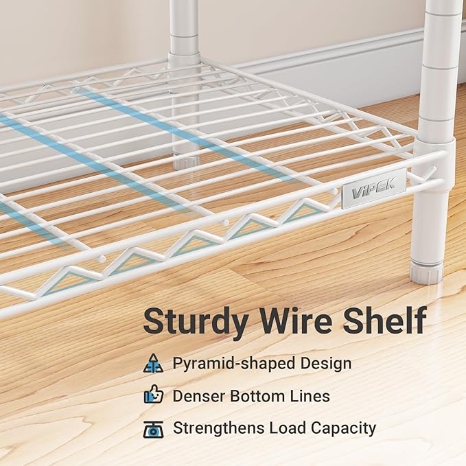 VIPEK V5 Portable Closet Wardrobe Heavy Duty Clothes Rack, Freestanding Clothing Racks with 4 Hang Rods & 8 Shelves, Adjustable Custom Closet Racks, 68.9" L x 15.7" W x 76.4" H, Max Load 800LBS, White