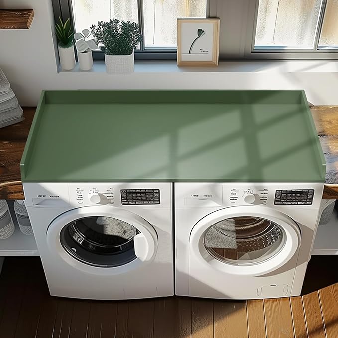 Washer Dryer Countertop, 27.5" x 54" Bamboo Washer and Dryer Countertop for Laundry Room Organization (Forest Green)