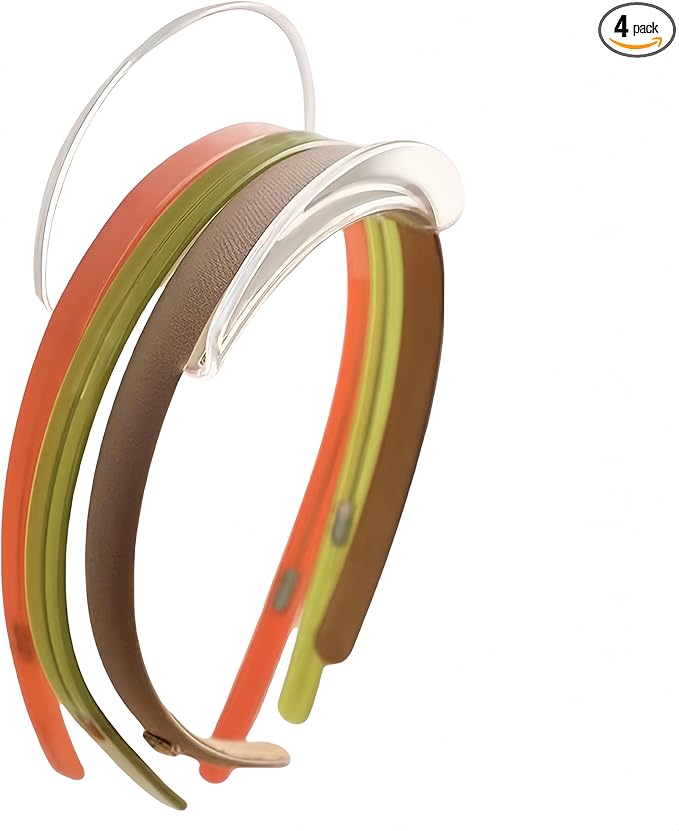 4 Pack Acrylic Headband Holder,Wall Mounted Hair Tie Organizer, Punch-Free Sticky Hair Tie Holder, Girls and Women Transparent Acrylic Hair Accessories Headband Organizer