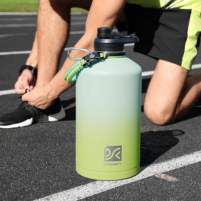 1 Gallon Insulated Water Bottle | Upgraded Thickened Stainless Steel Metal Portable Sports Large Water Jug for Gym and Hiking with Carrier Bag, Handle Strap | BPA-Free 128 oz