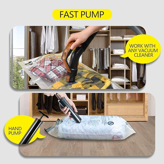 GONGSHI Vacuum Storage Bags, Space Saver Seal Bags For Clothing, Blankets, Comforters, Pillows, Clothes Storage,Travel Luggage.5 J 5 L