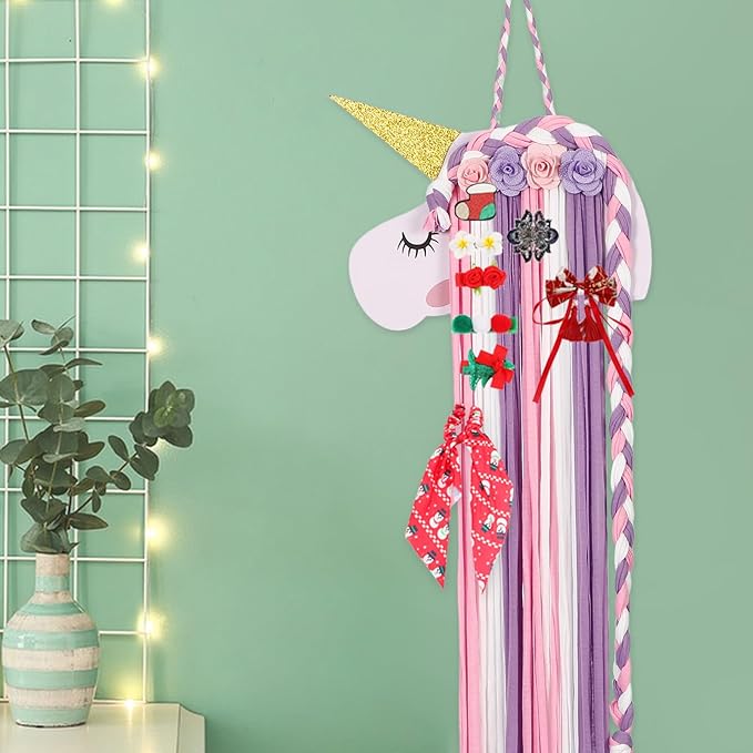 Unicorn Hairbow Holder and Hairclip Hanger - Hair Clips Headband Organizer Wall Hanging Decor