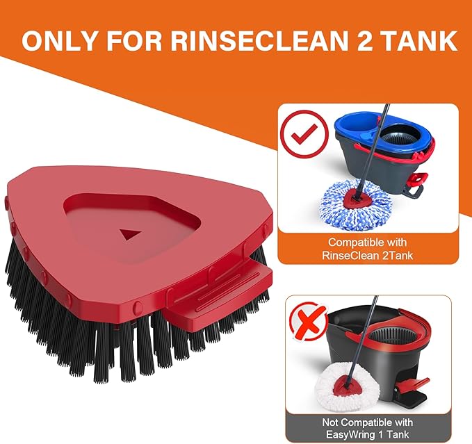 Upgraded Spin Mop Replace Scrub Mop Brush Compatible with O Cedar 2 Tank RinseClean, Great for Kitchen, Deck, Bathroom and Shower Floor Scrubber (1 Pack)