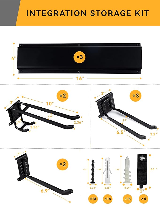 Wall Mount Garden Tool Organizer - 48 Inch Max Load 539lbs with14 PCS Adjustable Garden Tool Hanger Rack, Shovel Holder Wall Mount, Storage Hooks for Hanging in Garage