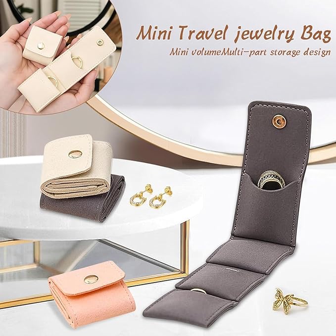 3Pack Mini Travel Jewelry Bag Foldable Portable Jewelry Organizers and Storage with Buckle Small Jewelry box for Necklaces, Earrings, Rings