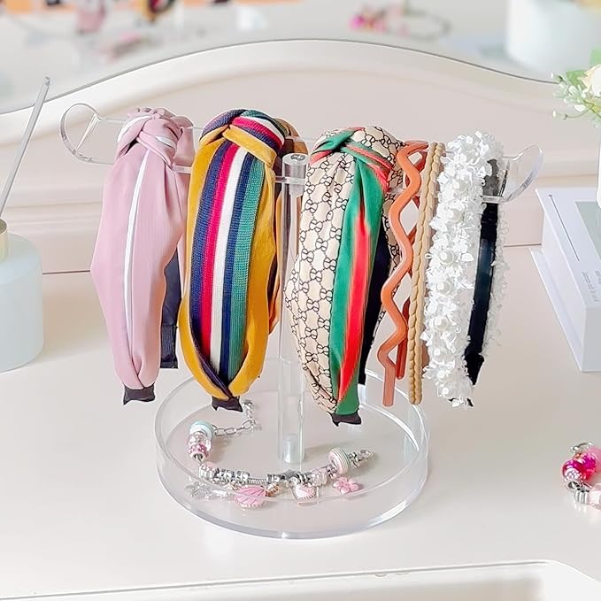 Bigfety Acrylic Headband Holder Organizer, Hair Hoop Display Stand, Clear Hairband Rack for Storage, 1 Pack