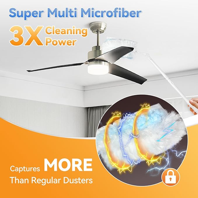 60 Pack Dusters Refills Compatible with Swiffer Duster Handle Models, 180° One Sided Duster Refills for Short and Extendable Handles, with 1 Pack Extendable Handle + 1 Short Handle