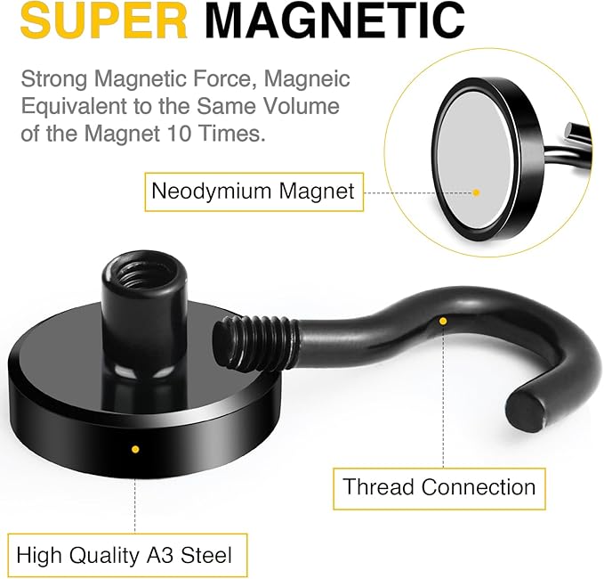 DIYMAG Magnetic Garage Hooks 10 Pack 85lbs 2026 Cruise Cabin Ship Essentials Hook Heavy Duty Strong Magnets Fridge for Classroom Wall Mount Kitchen Grills Black