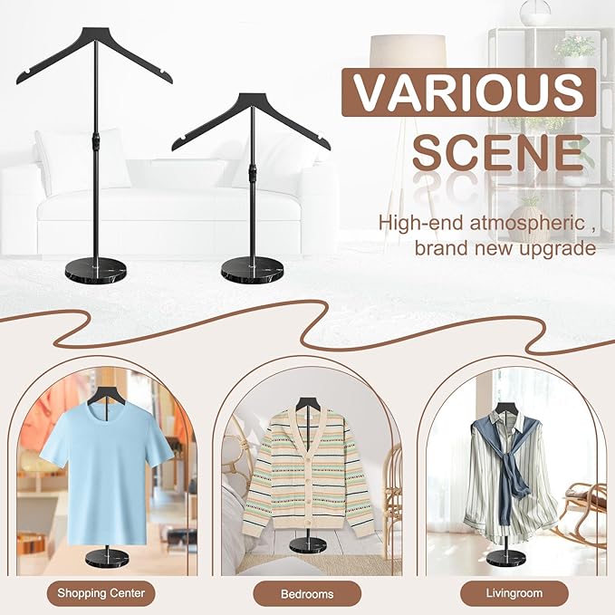 OLV Mannequin Torso with Marble Base, 18-34 Inch Adjustable Shirt Display Stand for Vendors Shop, More Stable High-end Dress Form Clothes Garment Rack, Jacket Coat Hanger Stand, Black