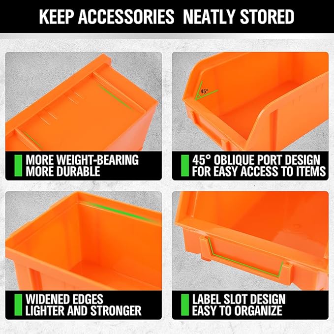 30-Bin Wall-Mounted Storage Bins, Heavy-Duty Garage Tool Organizer for Screws, Nuts, Bolts, Nails, Small Hardware Parts - Easy Installation and Customizable