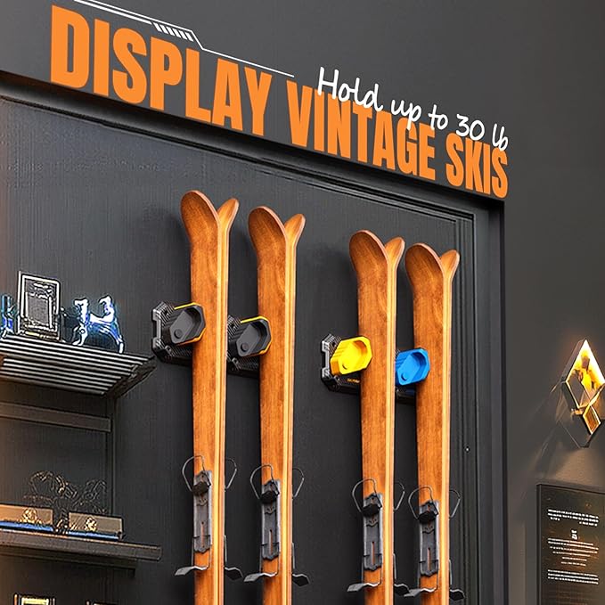 Ski & Snowboard Wall Rack for Garage - Fits Any Board, Wall Mount Holders, Damage-Free Storage, Space-Saving Winter Gear Organizer