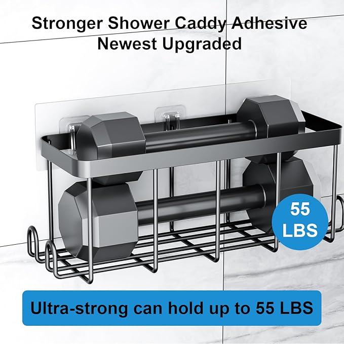 Lsnisni 3 Pack Shower Caddy Adhesive Replacement, Waterproof Shower Shelf Adhesive Strips, Strong Adhesive Flat Hooks for Bathroom Storage Shelves and Kitchen Racks No Drilling, Clear