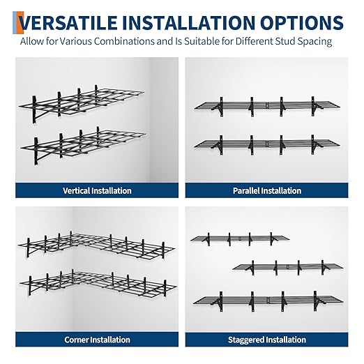 ‎Garage Storage Shelving Wall Mounted, 2 x 6 ft Heavy Duty Shelves,1600 LBS Load Capacity Storage Rack Floating Pack, Folding Strong Garage Organiser, Storage Racks for Shop,Shed,Storage Shelve