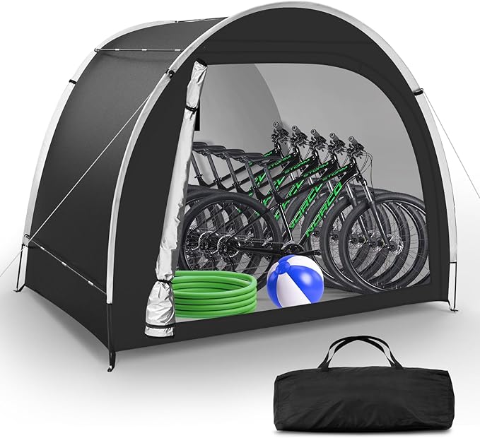 Bike Storage Tent Sheds - Outdoor Storage Waterproof, Upgraded 6.56x4.92x5.58ft Bicycle Shed Tent, Portable Bike Covers Shelter with Carry Bag for Motorcycle, Garden Tool - Medium