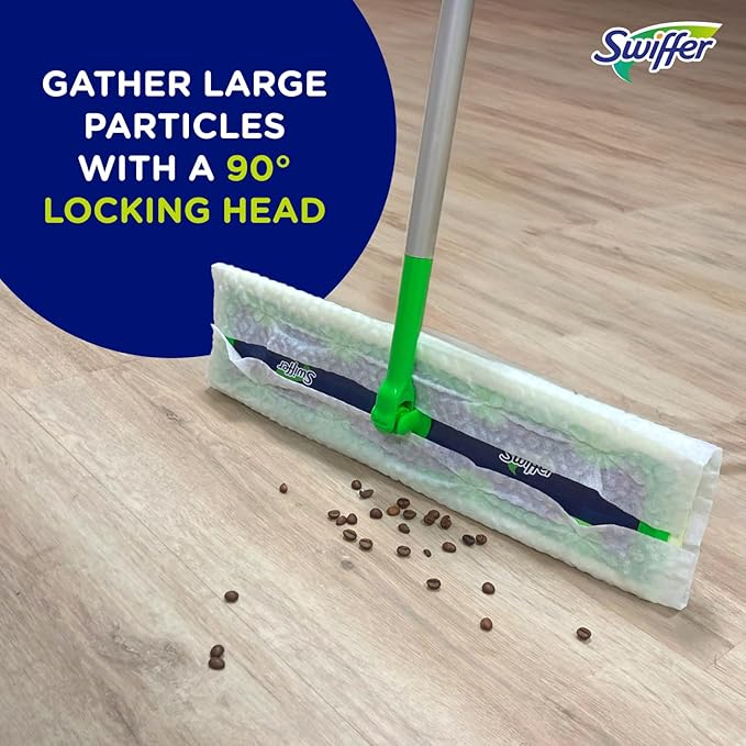 Swiffer Sweep + Mop XL, Broom & Mop Alternative, Floor Cleaner for Dirt, Dust, Hair, All Purpose Cleaning Tool for Home, Bathroom, Kitchen, Set Includes 1 XL Sweeper 8 XL Dry Pads 2 XL Wet Pads Fresh