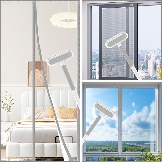 2 PCS Screen Cleaner Brush, 4-in-1 Window Mesh Cleaning Tool, Wet and Dry Dual-Use