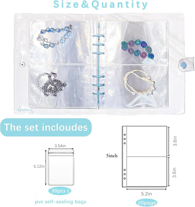 Travel Jewelry Organizer Book, High Capacity Clear Jewelry Storage Book with Portable Thick PVC Pouches,Jewelry Organizer Bags for Earrings Necklace and Rings