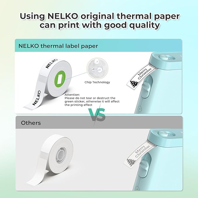 Nelko Label Maker Machine with Tape, P21 Bluetooth Label Printer, Wireless Mini Label Makers with Multiple Templates for School Office Home, Cyan
