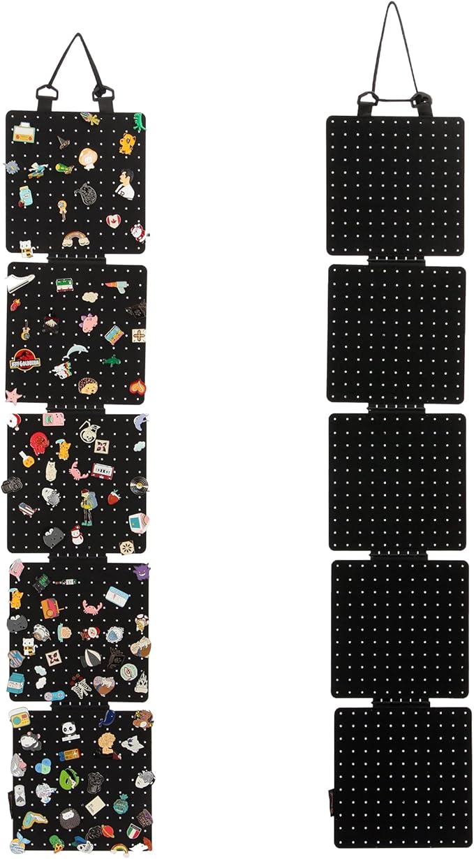 Hanging Enamel Lapel Pin Display Panels Organizer With 5 Loose-leaf Board Pieces, Brooch Pin Enamel Pin Display Pages, Badge Collection Display Holder Holds At Least 120 Pins.(Pins Not Included) (black, square)