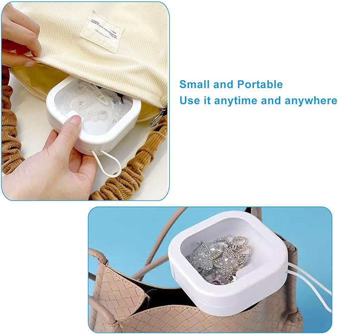 Zorfeter 2 Pack Portable Hair Tie Organizer, Small Hair Accessories Holder Clip Jewelry Organizer, Stackable Storage Box for Travel/Girls Women(Blue and White)