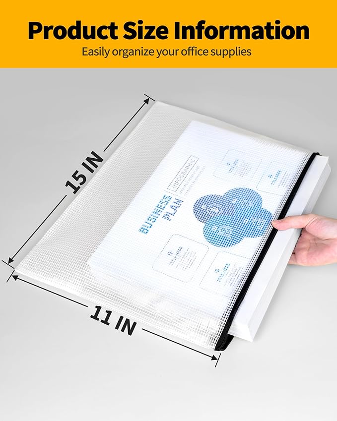 SUNEE Mesh Zipper Pouch 11x15 in (Black, 24 Packs), Extra Large Water-Resistant Zip Bag for School Office Supplies, Puzzles & Games Organizing Storage