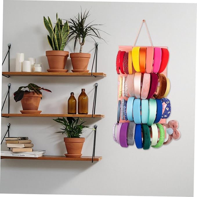 PRETYZOOM Hanging Headband Organizer Hairband Holder Wall Mount Storage Bag Slots Jewelry Display Holder