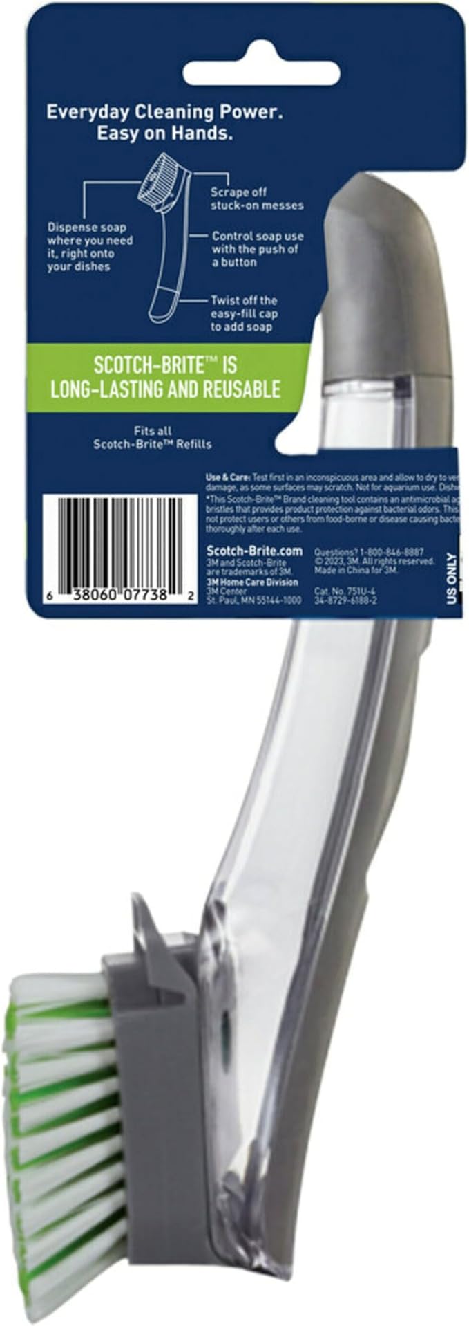 Scotch-Brite Odor Resist Soap Control Dishwand Brush, Non-Scratch Cleaning Brush with Scraper, Stands Upright (Pack of 4)