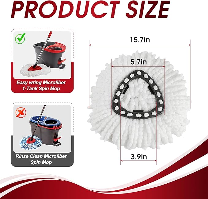 20 Pack Spin Mop Refills Head, Mop Heads Replacement for Spin Mop, Washable Microfiber Mop Replace Head Spin Mop, 360°Spinning Micro Replacement Mop Head for Easy House Cleaning Floor Mopping