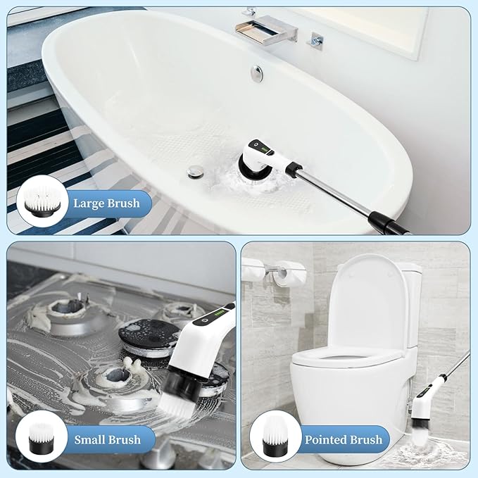 Electric Spin Scrubber, 380 RPM 30KG Non-Stalling 2 Speeds Power Bathroom Shower Cleaner, Brush Supplies Mothers Day Gift for Mom from Daughter Son