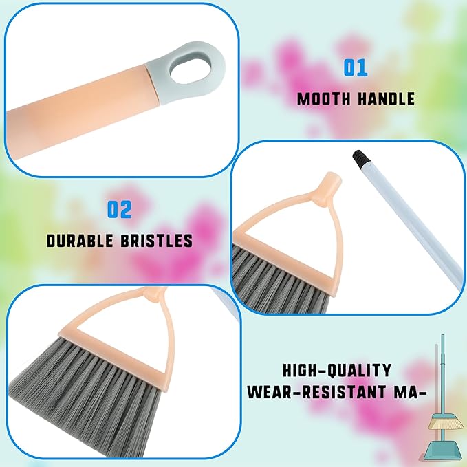 5 Pcs Mini Broom with Dustpan Children Broom and Dustpan Toddler Cleaning Set Small Cleaning Plastic for Kitchen Bathroom Pet, 4 Colors