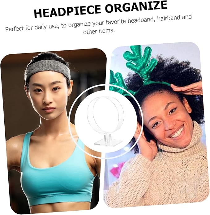 2pcs Round Acrylic Headband Rack Lightweight Headband Display Stand for Hair Accessories Organizer for Easy Storage and Display for Dressing Tables and Daily Use
