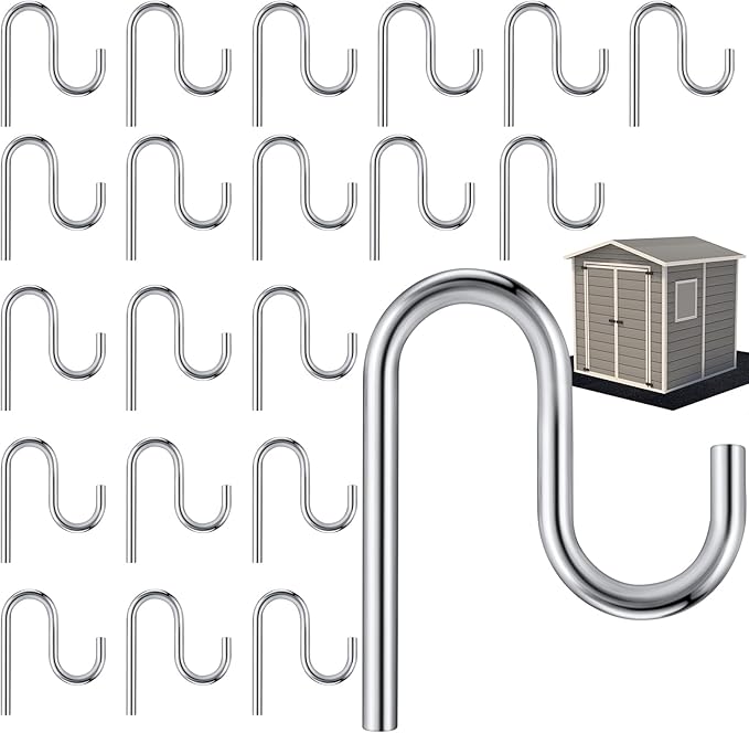 Blulu 20 Pcs 2'' Long Shed Hooks Shed Accessories Without Drilling Hole for Hanging Heavy Duty Individual Utility Hooks Universal Wall Mounted J Utility Hangers for Tools Shovels Rakes (Silver)