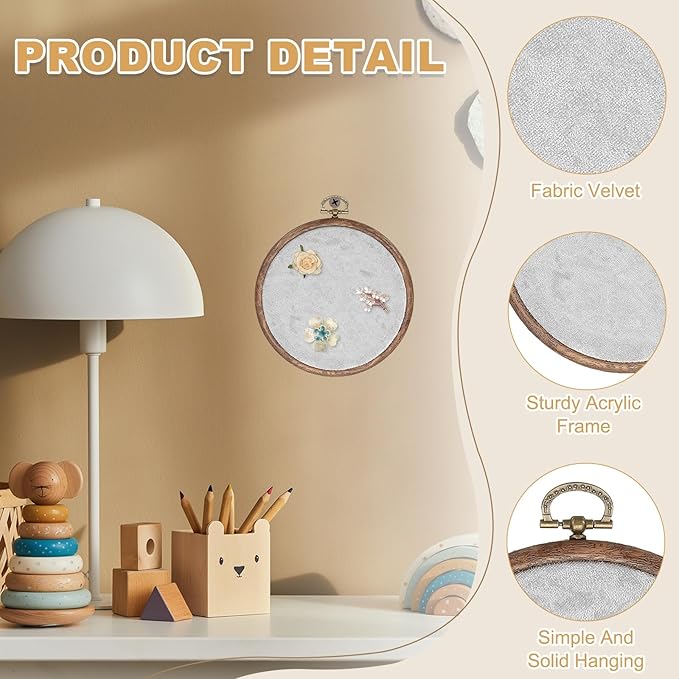 uxcell Round Pin Display Board, Velvet Wall Hanging Brooch Jewelry Display Stand Storage Holder for Enamel Pins Badges Brooches Jewelry, Silver Gray