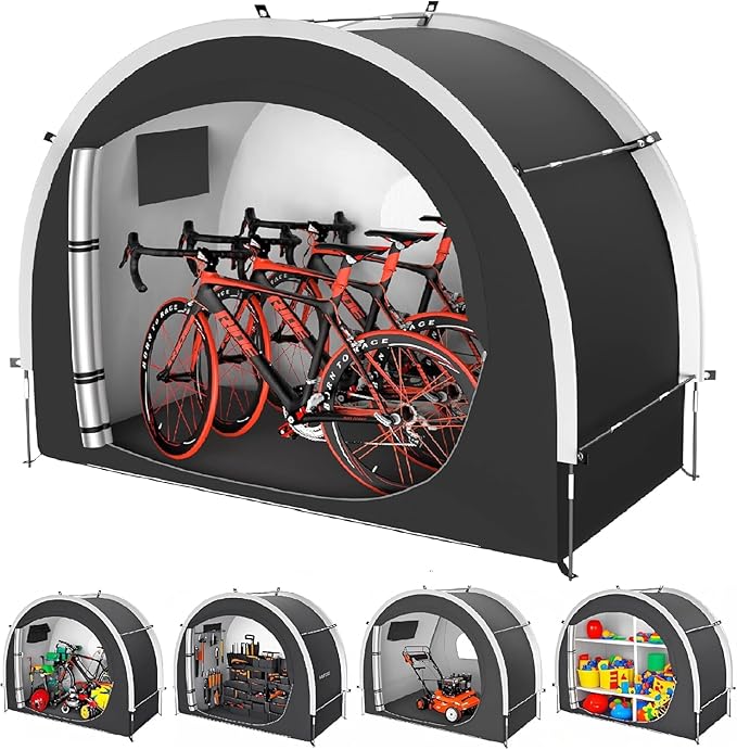 39.4" Larger Storage Shed Tent for Bike Motorcycle ebike eScooter Lawn Mower Outdoor Canopy Shelter Protection with Water Resistant Dustproof Windproof and Sunproof for RV Travel