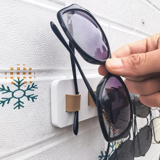 Sunglasses Organizer Wall Mounted Wood Sunglass Holder for Home Glasses Holder/Sunglasses Rack,Home Decor (White-1pcs-long)