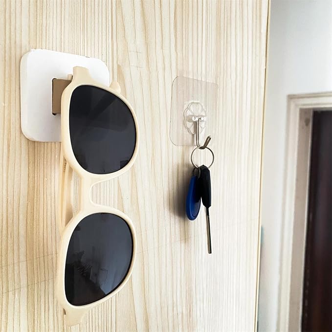 Sunglasses Organizer Wood Sunglasses Storage Wall Mounted Eyeglasses Holder Eyewear Display,Home Decor, (2pcs-White-Short-Sunglass Holder)