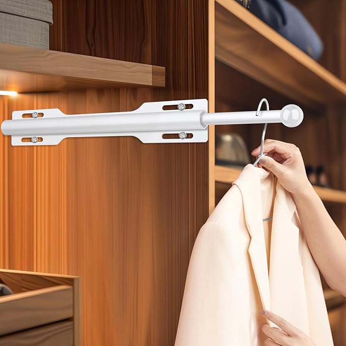 FIRJOY 12" Valet Rod for Closet Pull Out (1 Pack, White)