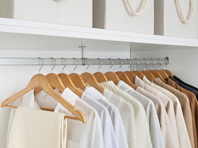 StorageWorks Wooden Hangers 30 Pack, Wood Coat Hangers for Closet, Heavy Duty Clothes Hangers for Suits, Shirts, Pants, Jackets, Natural Wood Color