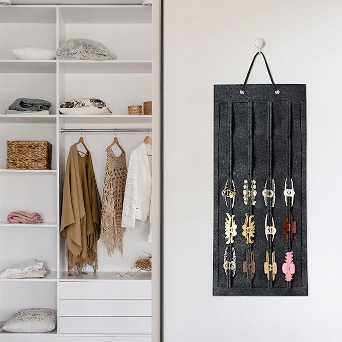 SMUK Hair Claw Clip Holder for Girls, Hanging Claw Clips Storage Organizer for Women, Hair Clip Stand Holder for Wall, Door, Closet, Big Claw Clip Display for Teen Girls